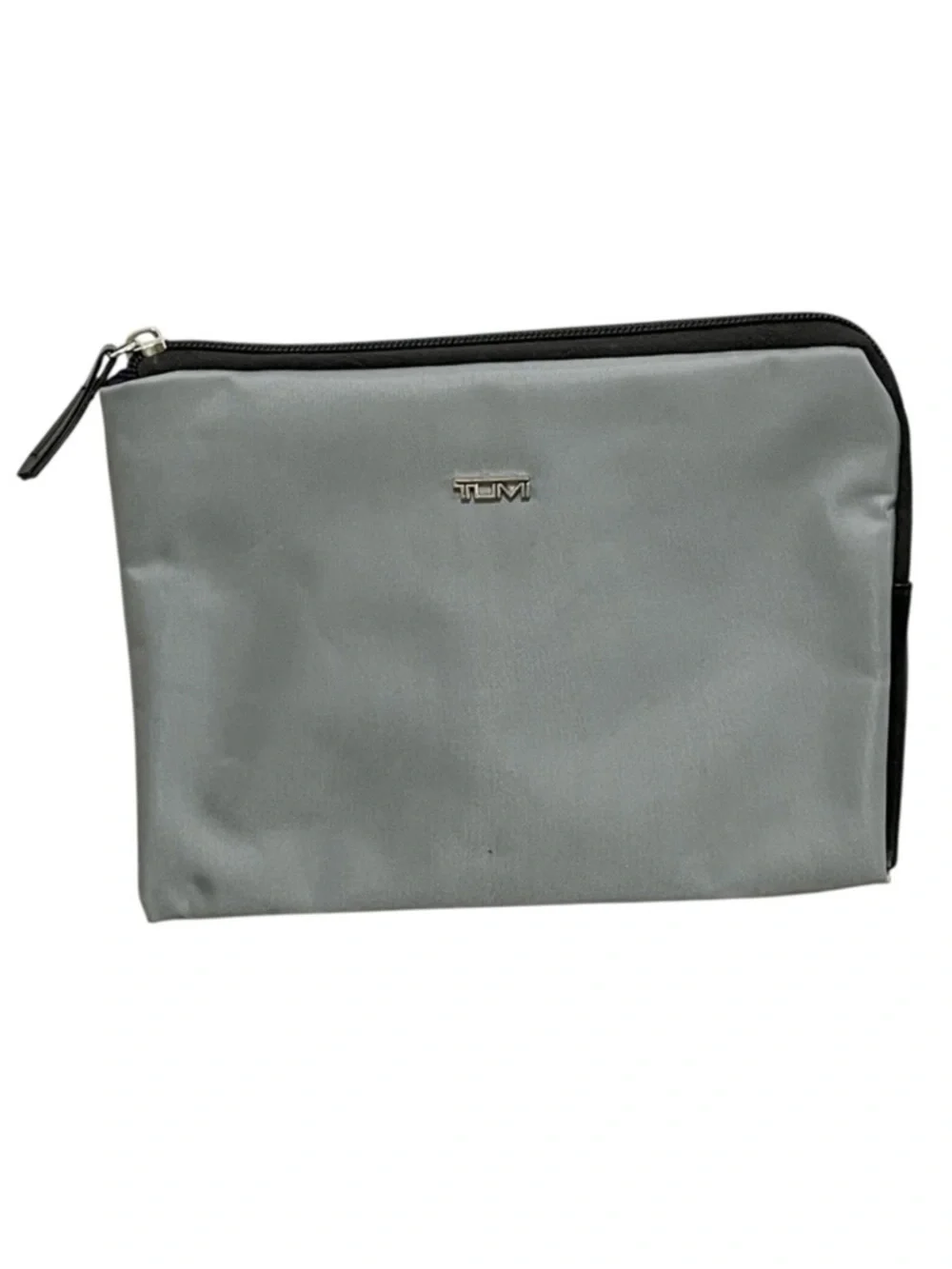 TUMI for DELTA Cosmetic Bag Travel Vacation Toiletry Grey Nylon Zip Close Lined
